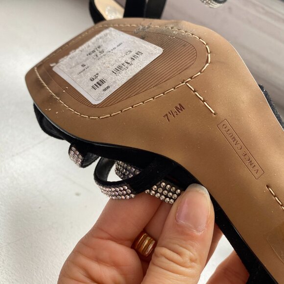 Vince Camuto Brevern Black Rhinestone Sandals 7.5 - Picture 5 of 11